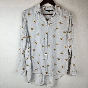 Jane and Delancey White Striped Blouse with Gold Accents